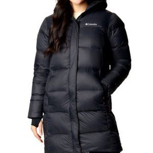 Womens Columbia Woodlyn Meadows Long Down Hooded Insulated Jacket - Black, M